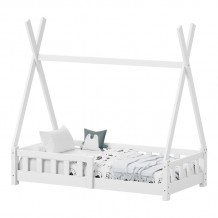 Παιδικό κρεβάτι Noam τ Montessori με κιγκλίδωμα pakoworld ξύλο πεύκου σε λευκή απόχρωση 70x140εκ c494076