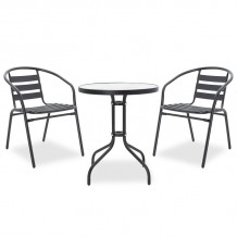 Τραπεζαρία Watson-Tade pakoworld σετ 3τεμ μέταλλο μαύρο-γυαλί Φ60x70εκ c494269