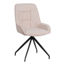 Καρέκλα περιστρεφόμενη Kadeira pakoworld ύφασμα μπεζ με μαύρα μεταλλικά πόδια 57 5x51x89 c494286