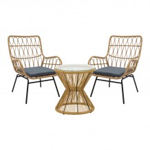 Σαλόνι Naoki-Mabil pakoworld σετ 3τεμ pe rattan σε φυσική απόχρωση με μαύρο μέταλλο c494289