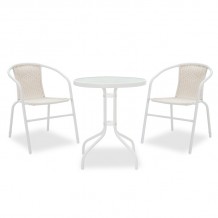 Τραπεζαρία Watson-Obbi σετ 3τεμ pakoworld μέταλλο λευκό-γυαλί Φ60x70εκ c494457