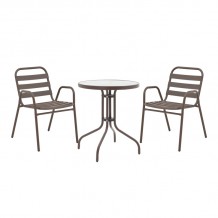 Τραπεζαρία Watson-Sussie pakoworld μέταλλο καφέ-γυαλί Φ60x70εκ c494459