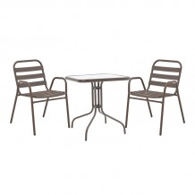 Τραπεζαρία Watson-Sussie pakoworld μέταλλο καφέ-γυαλί 60x60x70εκ c494460