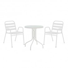 Τραπεζαρία Watson-Sussie pakoworld μέταλλο λευκό-γυαλί Φ60x70εκ c494464