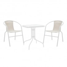 Τραπεζαρία Watson-Obbi pakoworld μέταλλο λευκό- γυαλί 70x70x70εκ c494468