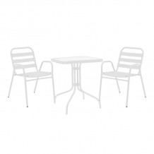 Τραπεζαρία Watson-Sussie pakoworld μέταλλο λευκό- γυαλί 70x70x70εκ c494470