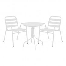 Τραπεζαρία Vergo-Sussie pakoworld σετ 3τεμ λευκό μέταλλο Φ60x70εκ c494654