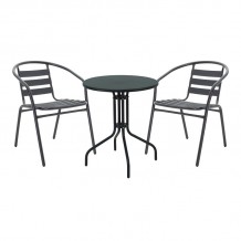 Τραπεζαρία Vergo-Tade pakoworld μαύρο μέταλλο Φ60x70εκ c494655