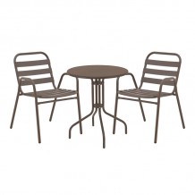 Τραπεζαρία Vergo-Sussie pakoworld σετ 3 τεμ καφέ μέταλλο Φ60x70εκ c494658