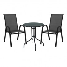 Τραπεζαρία Vergo-Calan pakoworld μαύρο μέταλλο Φ60x70εκ c494662