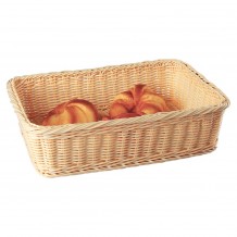 Ψωμιέρα Rattan Ορθογώνια 38x28 5x9cm Υψηλής Αντοχής Μπεζ πολυπροπυλενίου - Σετ 2 c495061