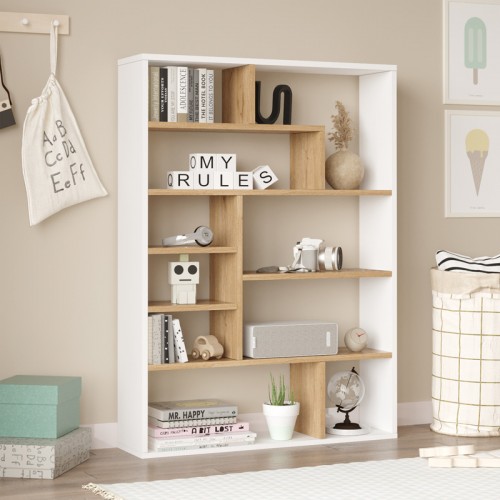 Βιβλιοθήκη Decora pakoworld σε φυσικό-λευκό απόχρωση 90x22x123 6εκ c495182