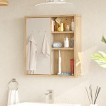 Ντουλάπι μπάνιου Bagno με καθρέπτη pakoworld σε φυσική απόχρωση 60x14 5x63 6εκ c495184