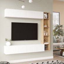 Σύνθεση σαλονιού Compo επιτοίχιο pakoworld σε φυσικό-λευκό απόχρωση 169 10x25 8x143 5εκ c495199