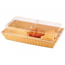 Καλάθι Rattan PP με Διάφανο Καπάκι PC GN1 1 Υψηλής Αντοχής Μπεζ 53x32 5x8cm c495246