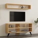 Σύνθετο σαλονιού Prestige pakoworld σε oak απόχρωση 120x29 6x50εκ c495336