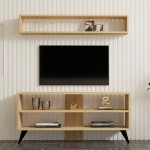 Σύνθετο σαλονιού Prestige pakoworld σε oak απόχρωση 120x29 6x50εκ c495336