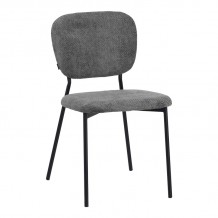 Καρέκλα Cathair pakoworld μπουκλέ ύφασμα σε γκρι απόχρωση με μαύρα μεταλλικά πόδια 68x66x82 5εκ c495349