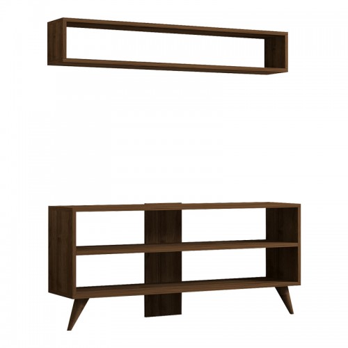 Σύνθετο σαλονιού Prestige pakoworld σε καρυδί απόχρωση 120x29 6x50εκ c495361