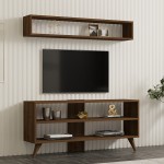 Σύνθετο σαλονιού Prestige pakoworld σε καρυδί απόχρωση 120x29 6x50εκ c495361