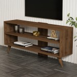 Σύνθετο σαλονιού Prestige pakoworld σε καρυδί απόχρωση 120x29 6x50εκ c495361