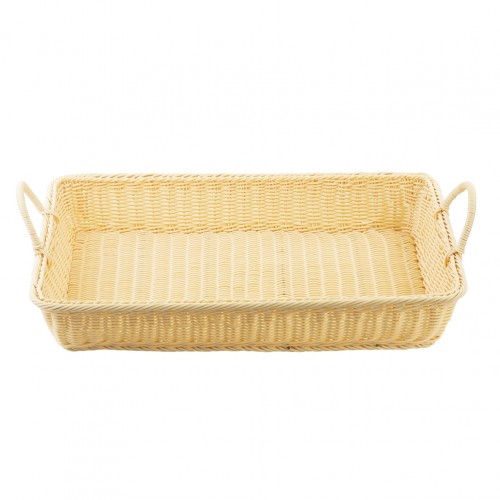 Καλάθι Rattan απο PP Handwoven με 2 χερούλια 60x38xΥ14cm ανοιχτή απόχρωση TableCraft c495398