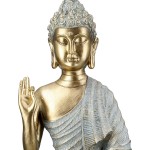  Φιγούρα Buddha Συνθετική Ρητίνη Γκρι Χρυσό Χρώμα 16X8X25Cm 16X8X25Cm c495480