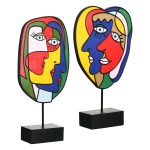  Sculpture Face Motif Συνθετική Ρητίνη Πολύχρωμη 2 Ποικιλία 20X7X35Cm 20X7X35Cm c495505