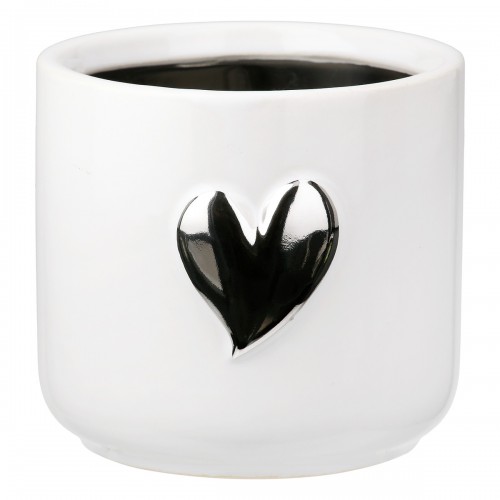  Planter Heart Motif Κεραμικό Λευκό D8X9Cm D8X9Cm c495522