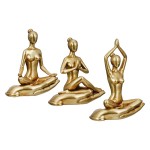  Figure Yoga Motif Συνθετική Ρητίνη Χρυσού Χρυσού Ποικιλία 3 φορές 16X8X21Cm 16X8X21Cm c495525