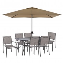 ΣΕΤ ΕΞΩΤ ΧΩΡΟΥ 8ΤΜΧ BRUNO HM21109 ΤΡΑΠΕΖΙ ΟΜΠΡΕΛΑ 6 ΠΟΛΥΘΡΟΝΕΣ- ΓΚΡΙ c495585