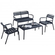 ΣΕΤ ΣΑΛΟΝΙ ΕΞΩΤΕΡΙΚΟΥ ΧΩΡΟΥ 4ΤΜΧ KORVER HM21096 02 ΠΟΛΥΠΡΟΠΥΛΕΝΙΟ ΜΑΥΡΟ c495587