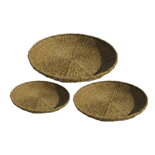 NEREA ΔΙΣΚΟΣ SET 3ΤΜΧ 55x55x8 SEAGRASS ΦΥΣΙΚΟ ΜΕΤΑΛΛΟ c495631