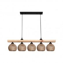 Φωτιστικό οροφής πεντάφωτο Salote pakoworld Ε27 σε καφέ-φυσική απόχρωση 100x18x24εκ c495702