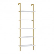 Ραφιέρα Τοίχου Tenesi pakoworld σε λευκή απόχρωση με χρυσό μεταλλικό σκελετό 60x22x200εκ c495848