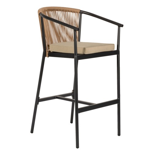 Σκαμπό ArteLibre MANDRAKA Μαύρο Φυσικό Αλουμίνιο Rattan 56x63x108cm c495966