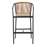 Σκαμπό ArteLibre MANDRAKA Μαύρο Φυσικό Αλουμίνιο Rattan 56x63x108cm c495966