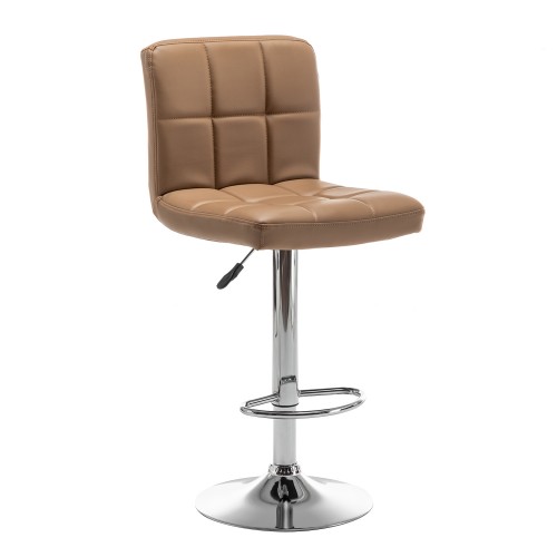 Σκαμπό Bar ArteLibre DIN Με Πλάτη Πτυσσόμενο Cappuccino PVC Μέταλλο 44x50x92-113cm c495992