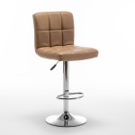 Σκαμπό Bar ArteLibre DIN Με Πλάτη Πτυσσόμενο Cappuccino PVC Μέταλλο 44x50x92-113cm c495992