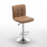 Σκαμπό Bar ArteLibre DIN Με Πλάτη Πτυσσόμενο Cappuccino PVC Μέταλλο 44x50x92-113cm c495992