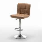 Σκαμπό Bar ArteLibre DIN Με Πλάτη Πτυσσόμενο Cappuccino PVC Μέταλλο 44x50x92-113cm c495992