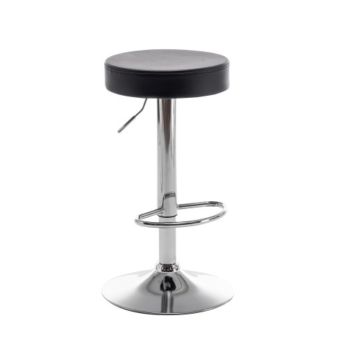 Σκαμπό Bar ArteLibre LORTHA Πτυσσόμενο Μαύρο PU Μέταλλο Φ39x64-86cm c495997