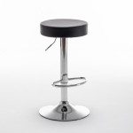Σκαμπό Bar ArteLibre LORTHA Πτυσσόμενο Μαύρο PU Μέταλλο Φ39x64-86cm c495997