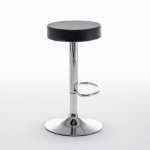 Σκαμπό Bar ArteLibre LORTHA Πτυσσόμενο Μαύρο PU Μέταλλο Φ39x64-86cm c495997