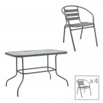 Τραπεζαρία Valor-Tade pakoworld σετ 5τεμ μέταλλο ανθρακί-γυαλί 110x60x70εκ c496046