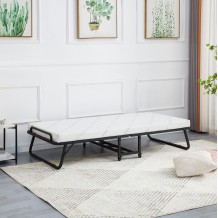 ΚΡΕΒΑΤΙ-ΡΑΝΤΖΟ ΜΕ ΣΤΡΩΜΑ NETTI HM691 01 ΜΕΤΑΛΛΙΚΟ ΜΑΥΡΟ ΜΑΤ 190x76x30Υεκ c496047