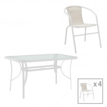 Τραπεζαρία Obbi-Ensure pakoworld 5τεμ μέταλλο-γυαλί σε λευκή απόχρωση 120x70x70εκ c496103