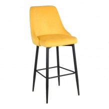 Σκαμπό μπαρ Zedna pakoworld κίτρινο βελούδο με μαύρα μεταλλικά πόδια 52x57x111εκ c496107