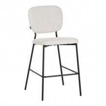 Σκαμπό μπαρ Cathair pakoworld μπουκλέ ύφασμα σε μπεζ απόχρωση με μαύρα μεταλλικά πόδια 48x54x100εκ c496162