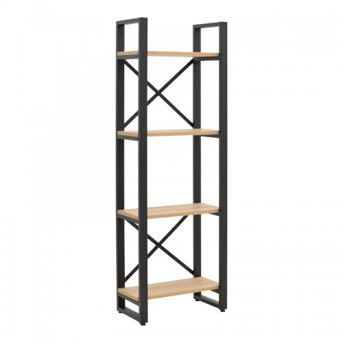 Βιβλιοθήκη Crimson pakoworld σε oak-μαύρη απόχρωση 50x22x150εκ c496166